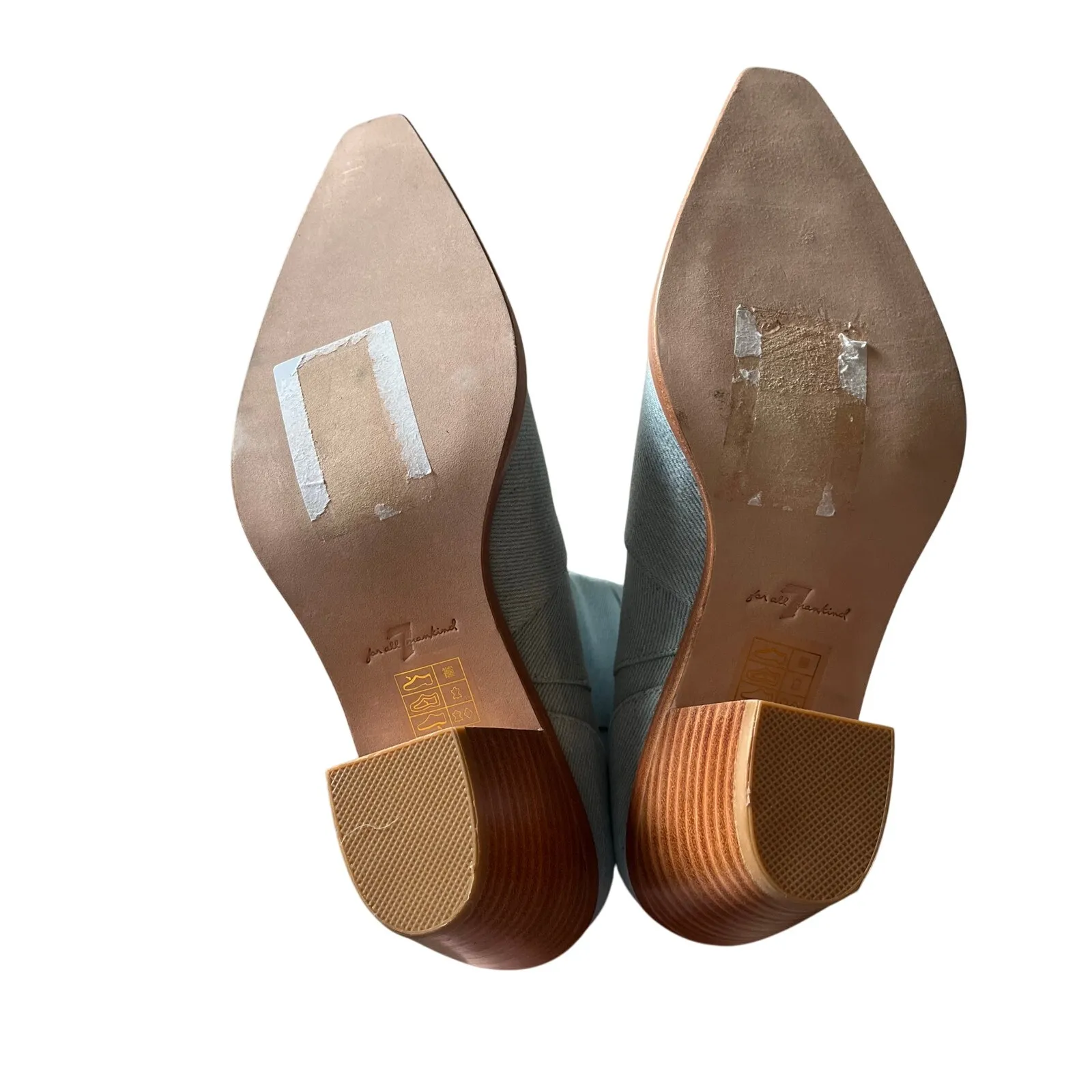 7 For All Mankind Women's 6 Denim‎ Blue Western Cowboy Ankle Boots Festival - Image 9