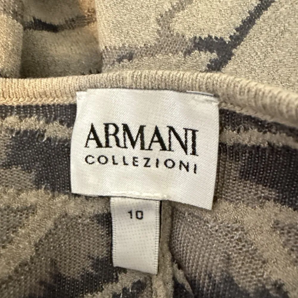 Armani Collezioni Asymmetrical Zip Cardigan Knit Jacket Size US 10 Gray Stripe - Image 7