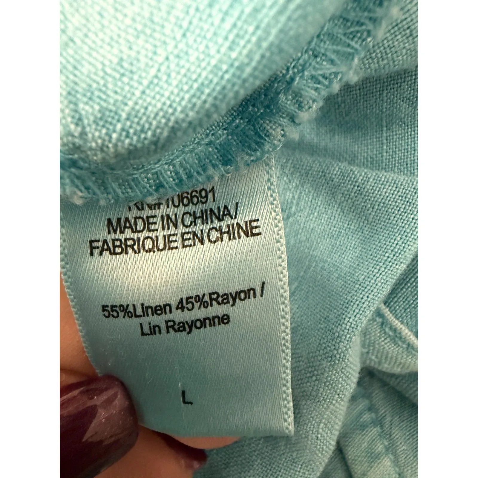 YFB Young Fabulous & Broke Light Blue Flowy Wide Leg Linen Blend Pants Large - Image 4