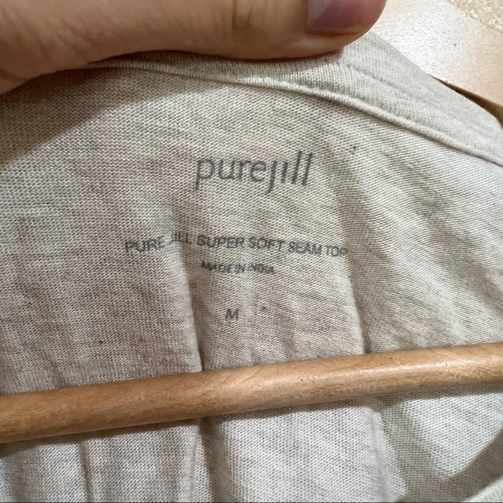 PureJill J Jill super soft seam long sleeve tunic top in light cream oatmeal Size M - Image 5