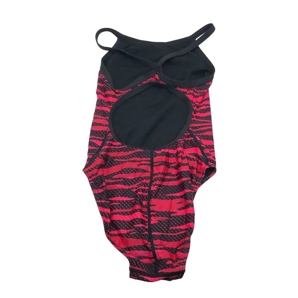 TYR Womens Crypsis Diamondfit One Piece Swimsuit Keyhole Back Red Black 32/M - Image 4