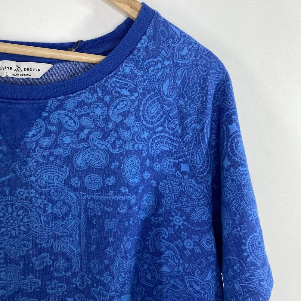 Alpine Design Bandana Print Blue French Terry Short Sleeve Tee Womens Large - Image 4