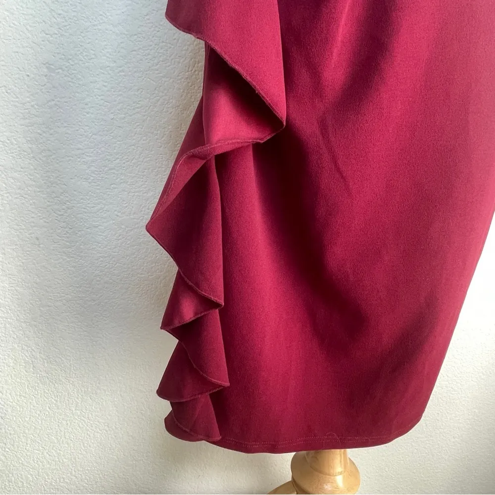 MIUSOL Cocktail Midi Length dress sleeveless with ruffle accent 2XL Red Size XXL - Image 4