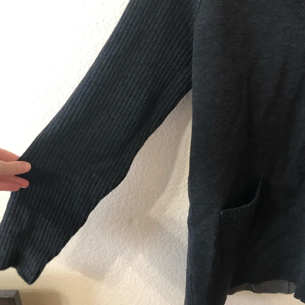 Eileen Fisher Dark Gray Zip-Up Merino Wool Cardigan - Size Large - Image 2