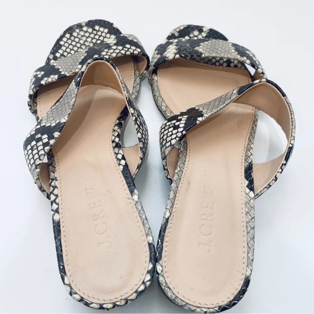 Jcrew leather snakeskin embossed strap sandals with glitter heels - Image 6
