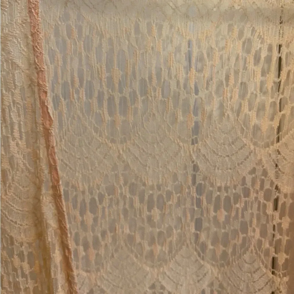 cream lace fringe shawl wrap cover up kimono duster 70s inspired boho western Size undefined - Image 4