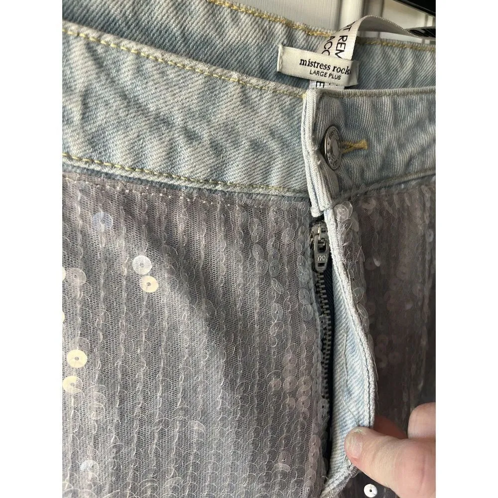 Mistress rocks Stonewash Baggy Sequin Jeans Size Large + NEW WOMENS Denim - Image 8