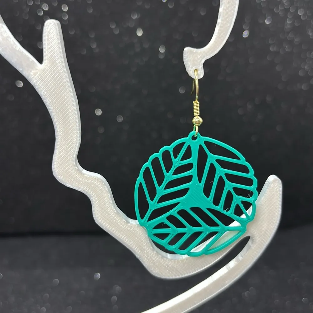 The Vine Curve Teal Earrings - Image 2