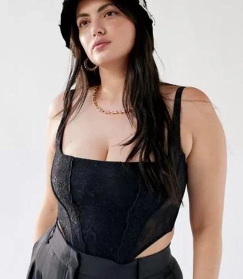 UO Out From Under Lovestruck Square Neck Black Lace Corset | Small - Image 2