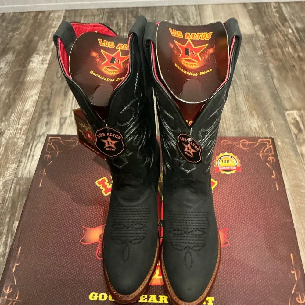 Los Altos Women’s Leather Black Western Cowboy Boots Size 7 - Image 2