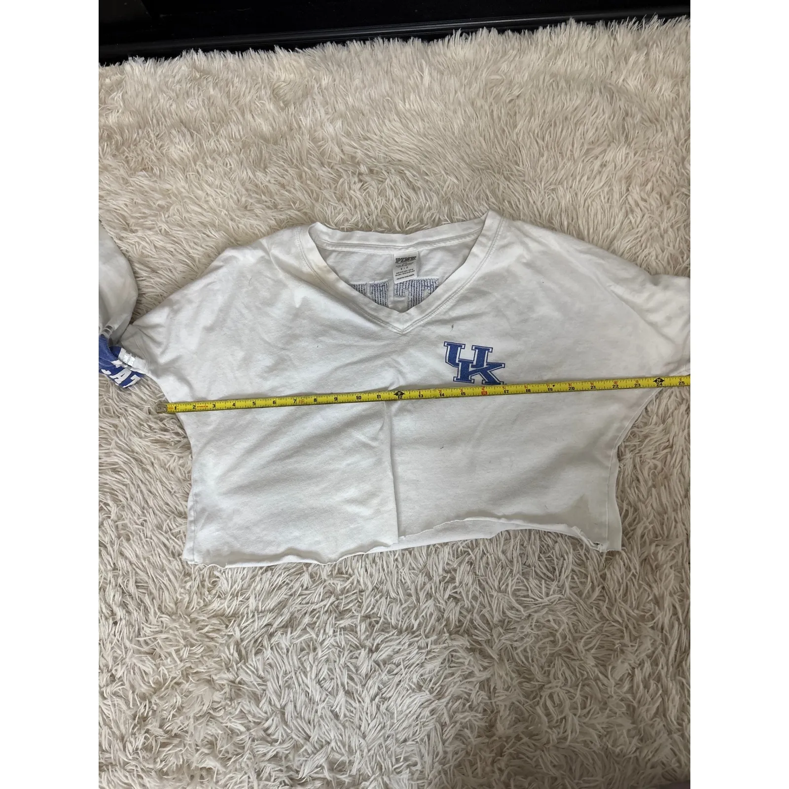 Victoria's Secret PINK Kentucky Wildcats Sequin Crop Long Sleeve Shirt White - Image 6