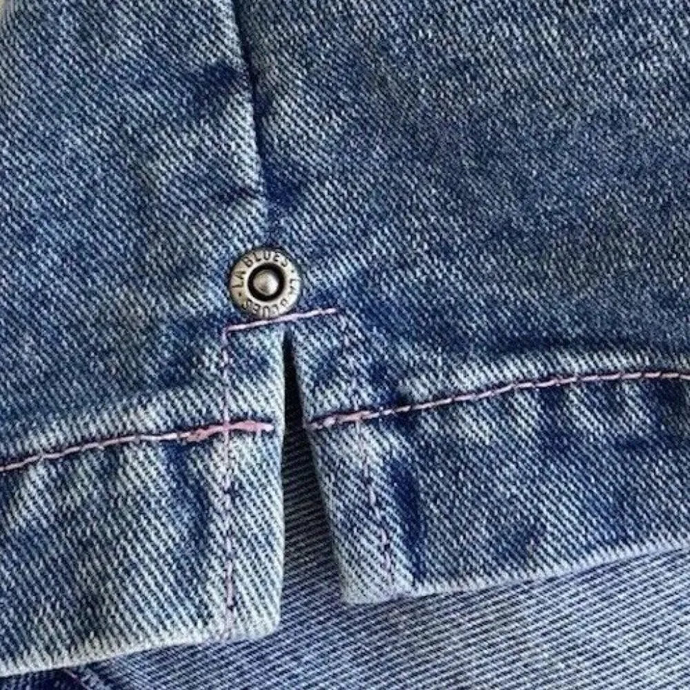 Vintage LA Blues Jean Shorts Women’s Sz 22 Denim  Denim Pink Hearts Lining Y2K - Image 12