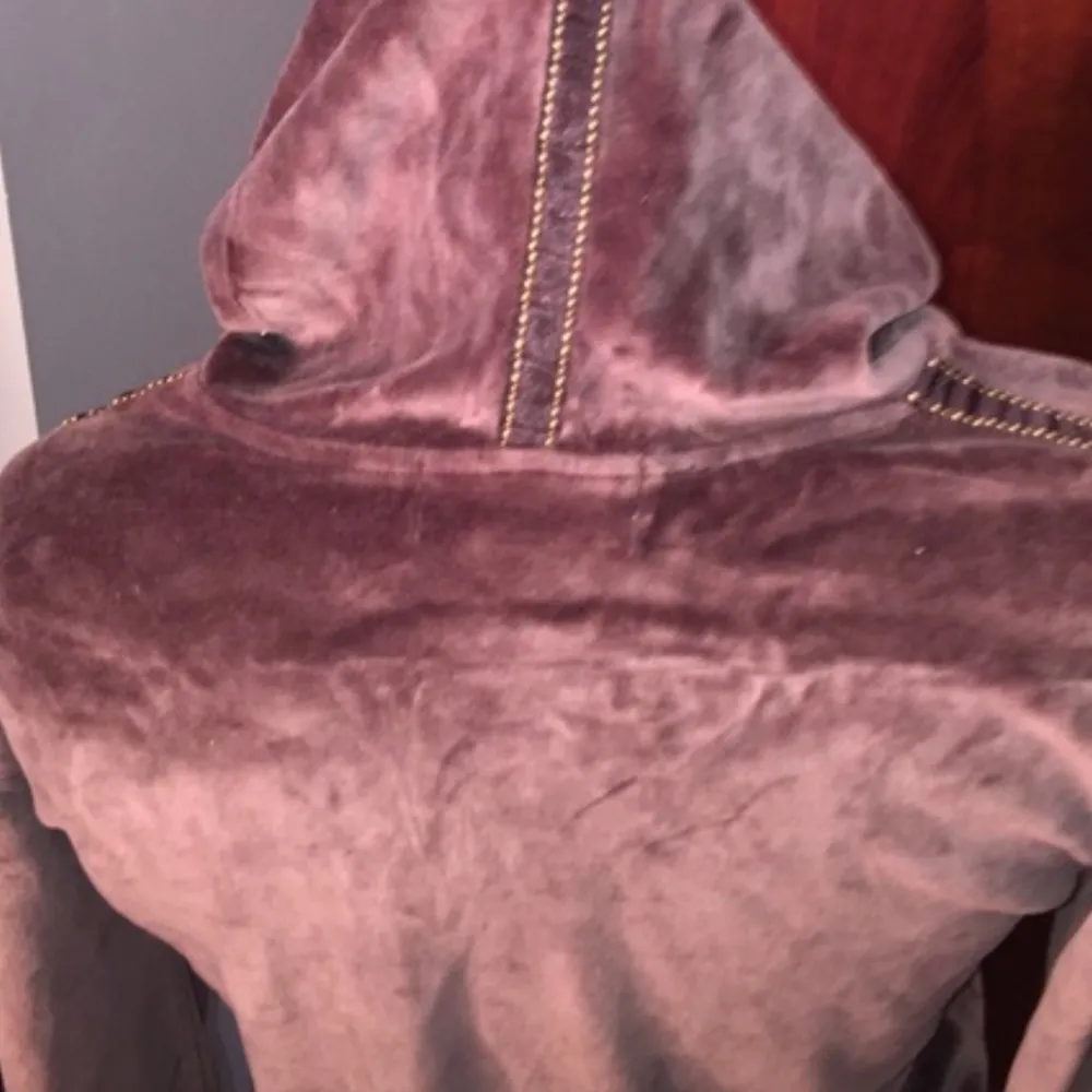 Brown Velour Zip Up Hoodie Jacket - Image 3
