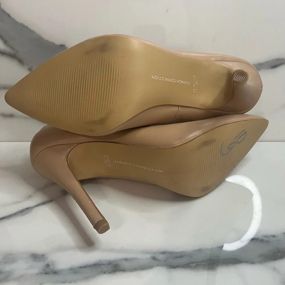 French Connection | Classic Beige Vegan Leather Pointed Toe Sierra Heels Sz 7.5 - Image 7