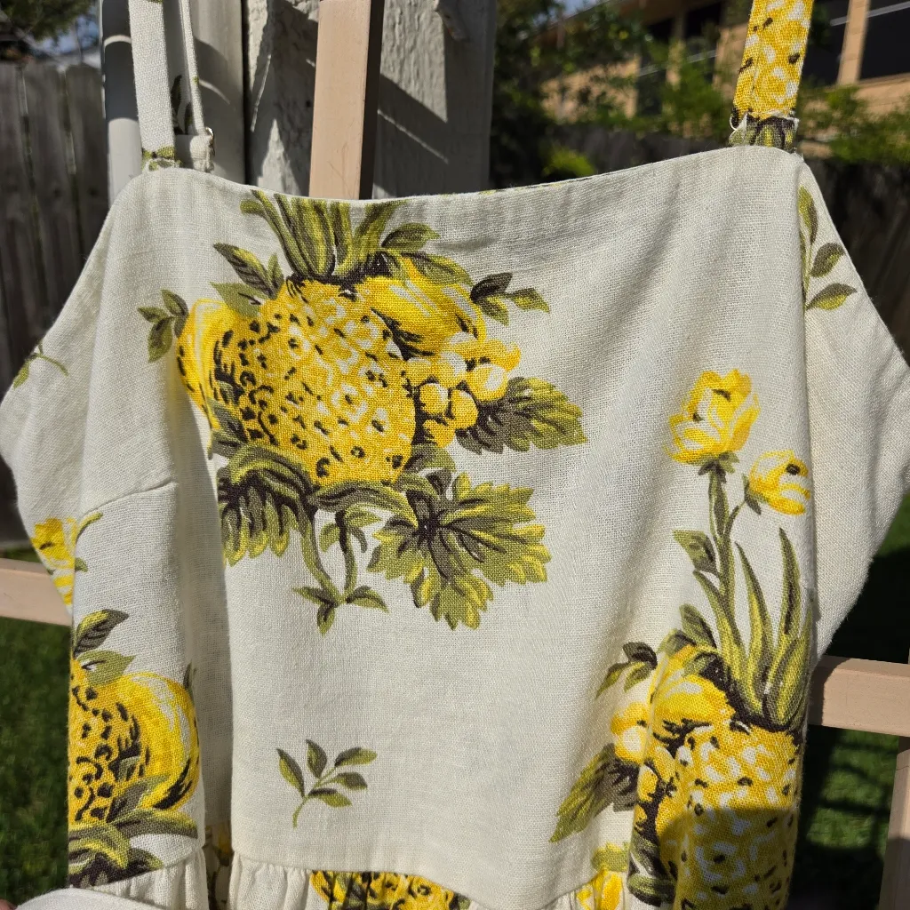 NWT TAHARI Tropical Pineapple Linen Strapless Midi Pocket Dress 6 - Image 6