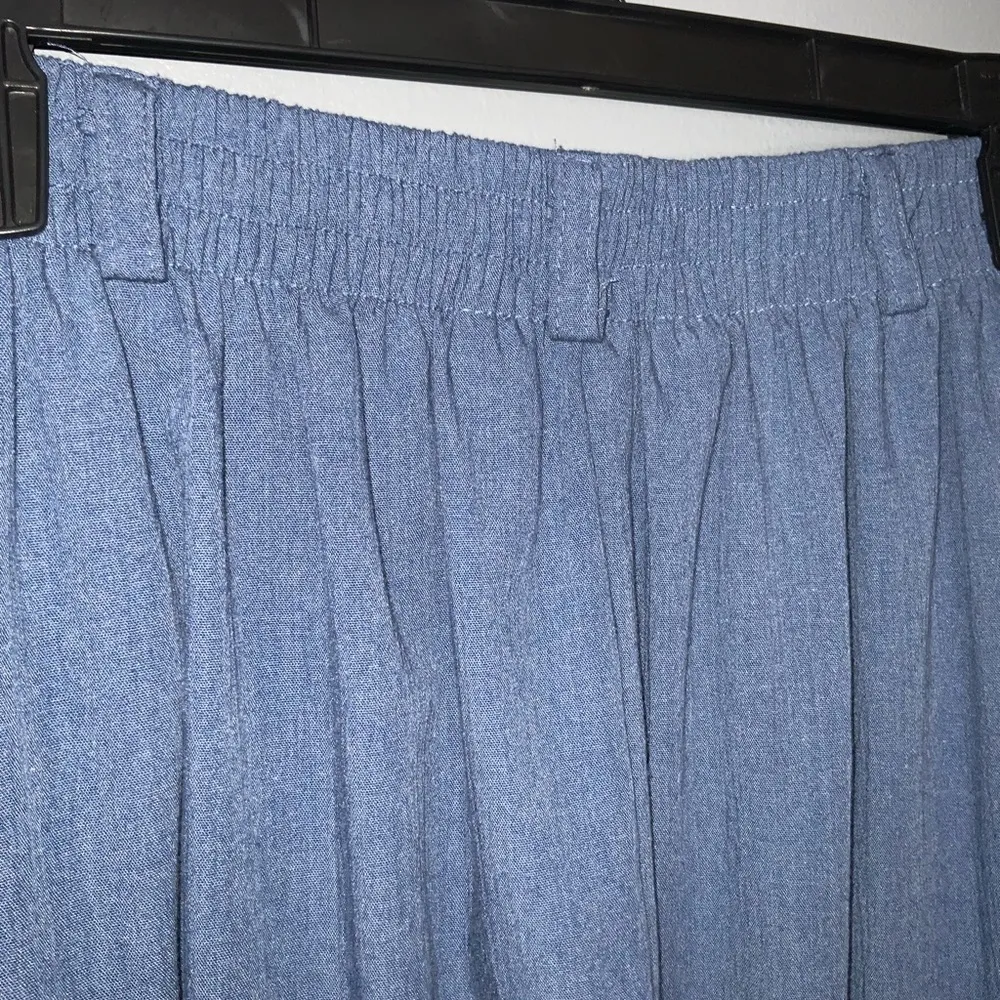 Briggs Vintage 80’s Retro Slate Blue Midi Full Skirt Pleated Front Pockets Sz 14 - Image 6