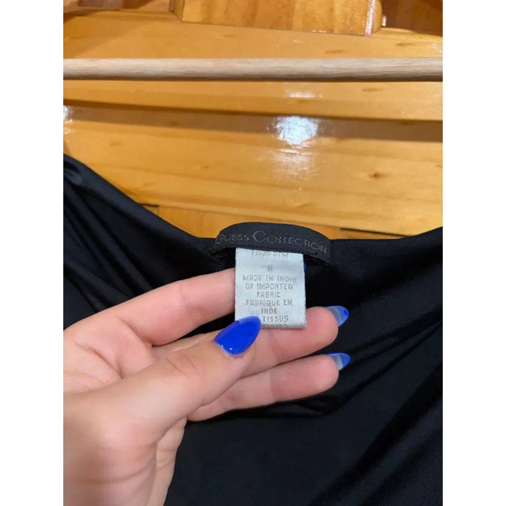 Guess Collection GC Layered Tulle Mesh Handkerchief Fairycore Cami Top Black - Image 2