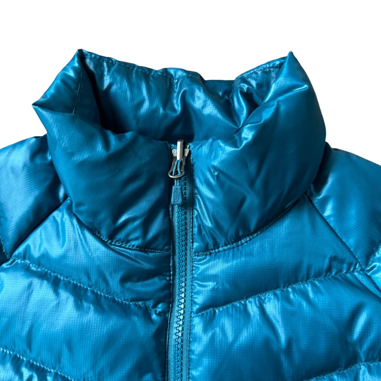 The North Face Down Puffer Coat Turquoise - Image 4