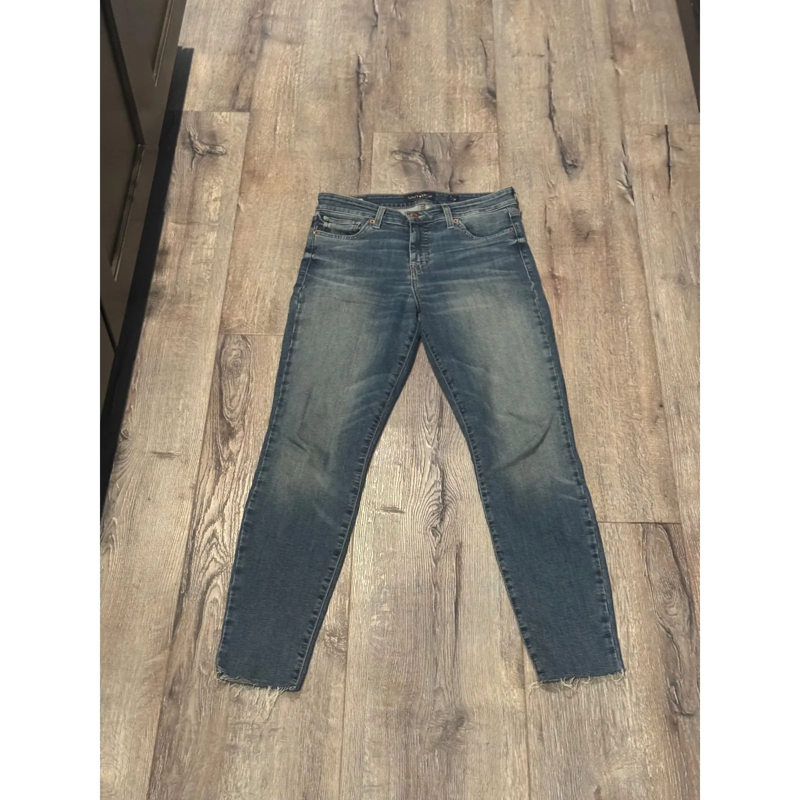 Lucky Brand Womens Jeans Size 6 28 High Rise Skinny Frayed Hem Blue Denim - Image 2