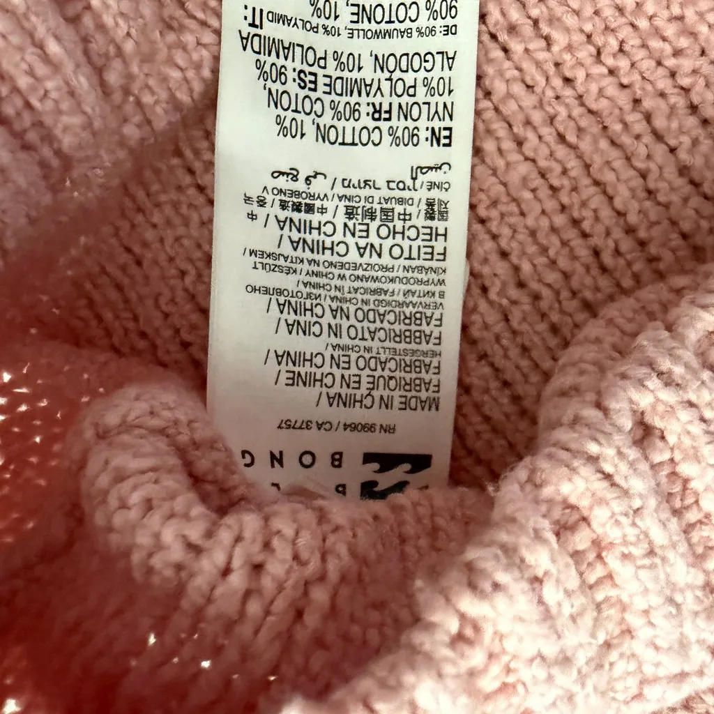 Billabong Shades Cotton Blend Crop Sweater in M (light pink, boxy/cropped fit) - Image 5