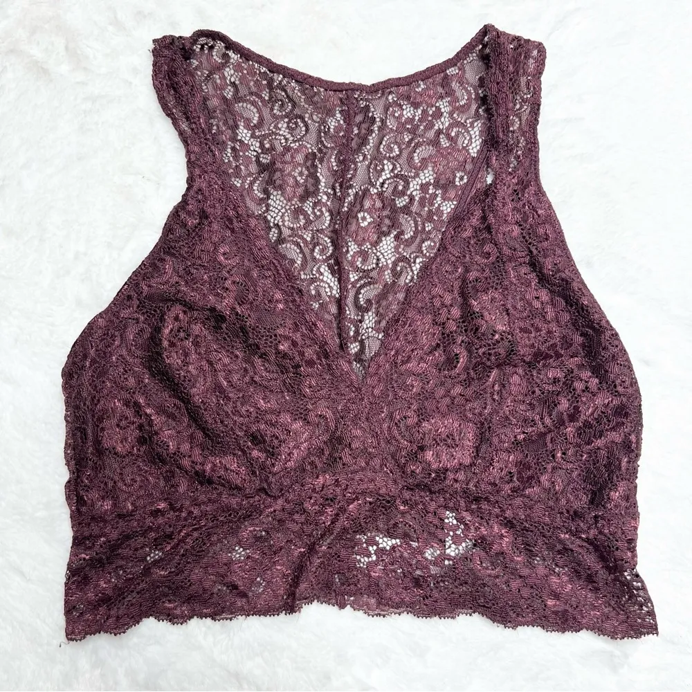 SOMA Burgundy Lace Racerback Bralette Size Small - Image 5