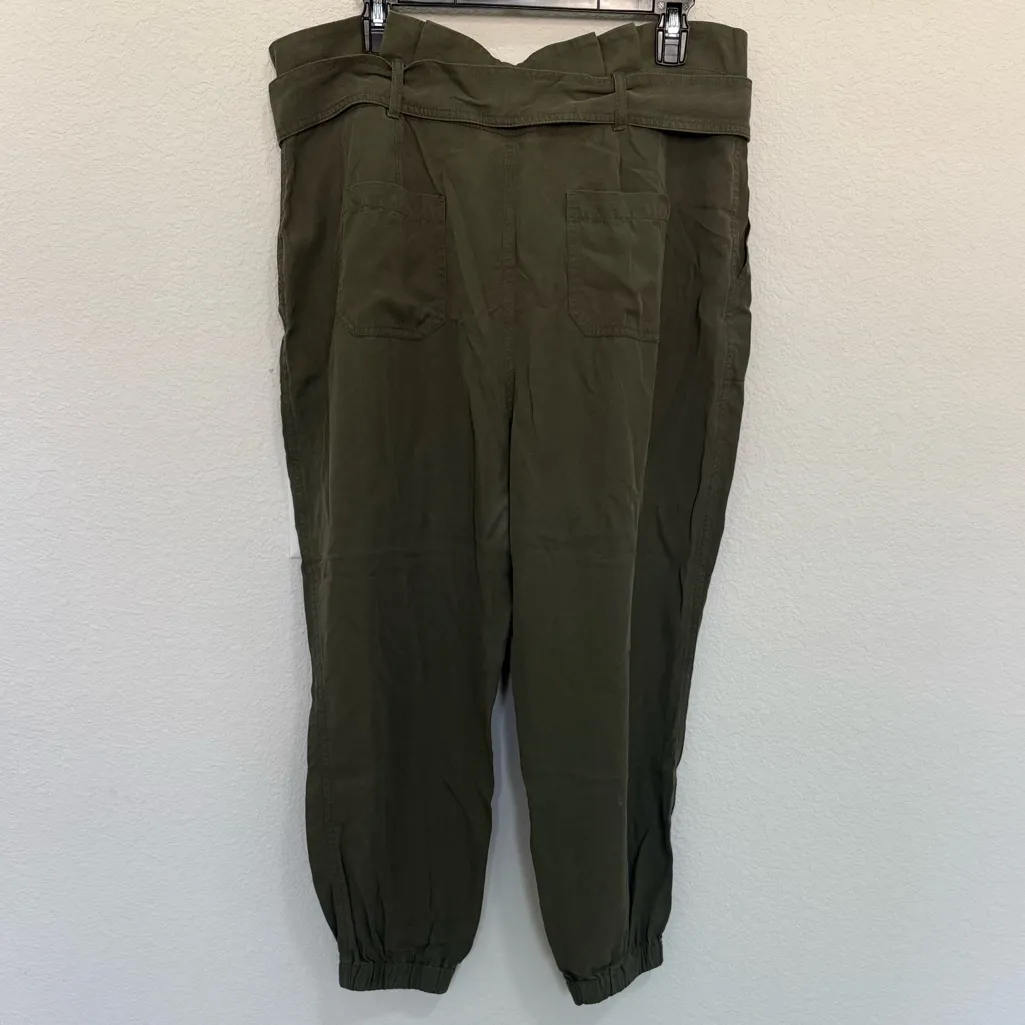 BODEN Paperbag Utility Jogger Pant Tie Belted Waist Khaki Olive Green Size 12P - Image 9