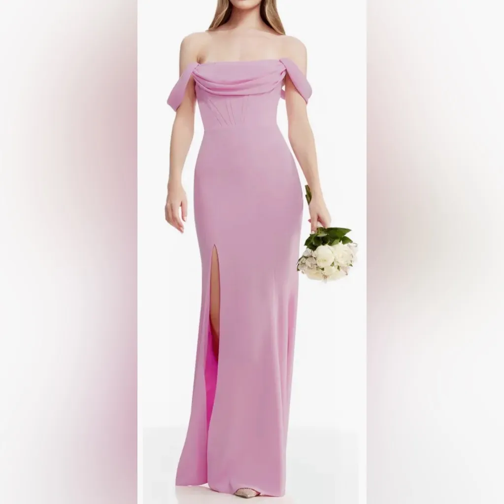 NEW Dress The Population Melania Off the Shoulder Gown Lavender purple Sz M - Image 3