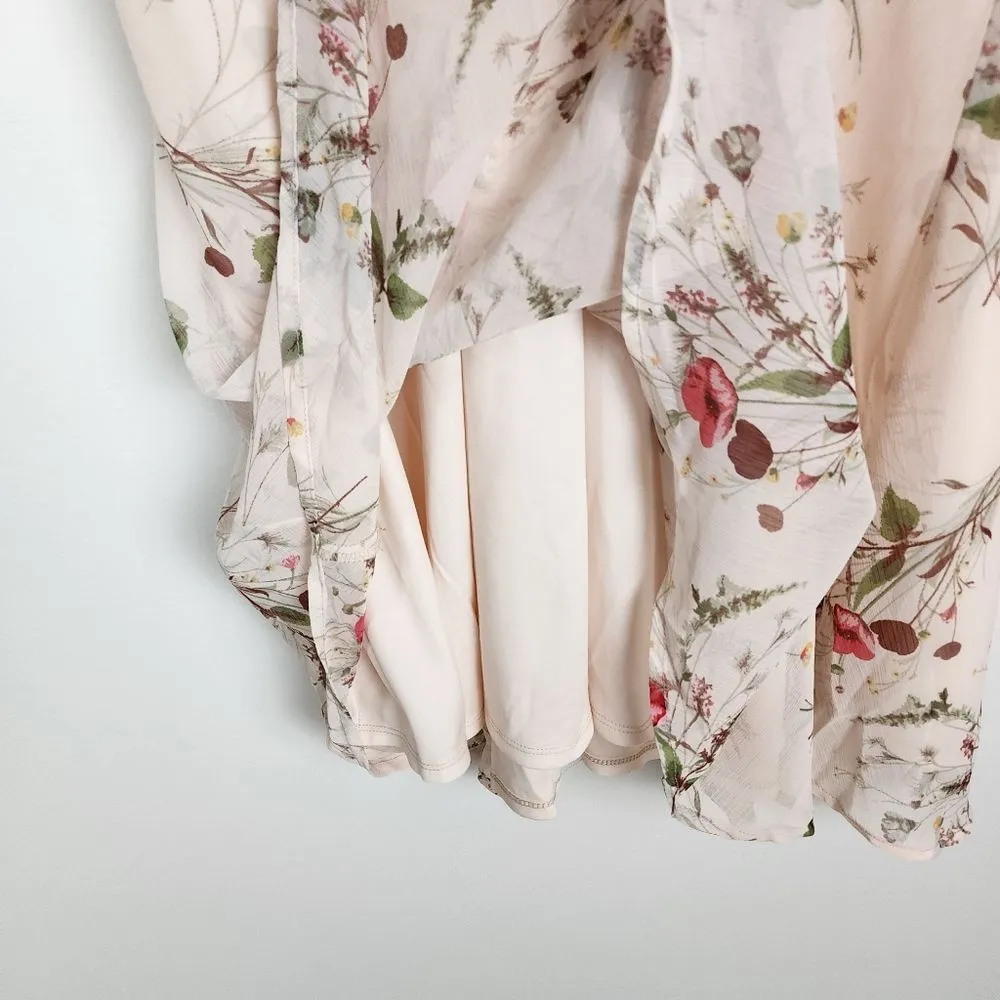 Bobeau B collection Flare Dress Rose Floral Chiffon Casual Coquette Size XL - Image 12