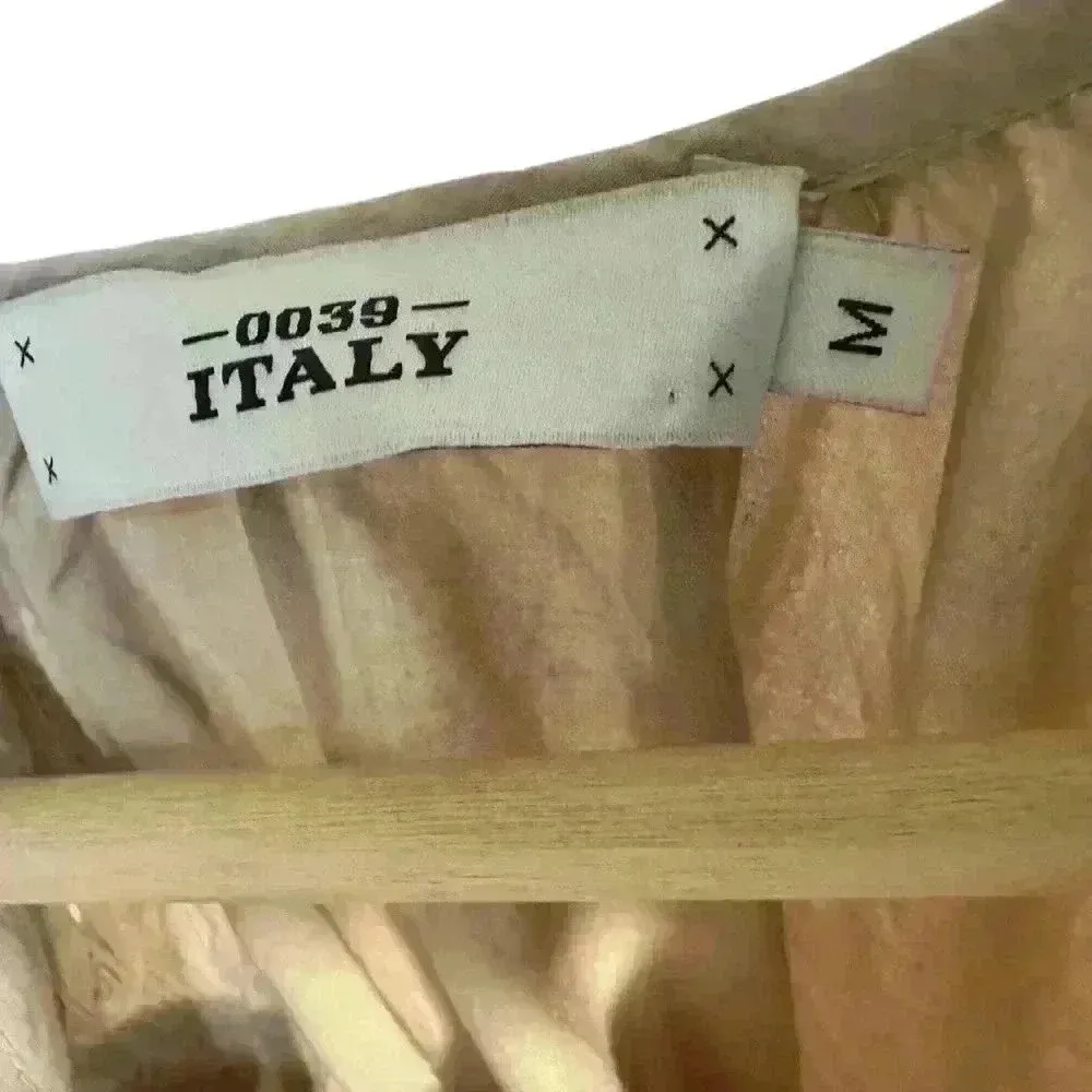 0039 Italy mable dress flex embroidered sz Medium cotton relaxed fit Tan - Image 5