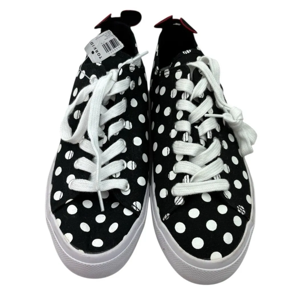 *New Torrid Disney Minnie Mouse Shoes Womens Size 8.5 Black White Polka Dot Lace - Image 2