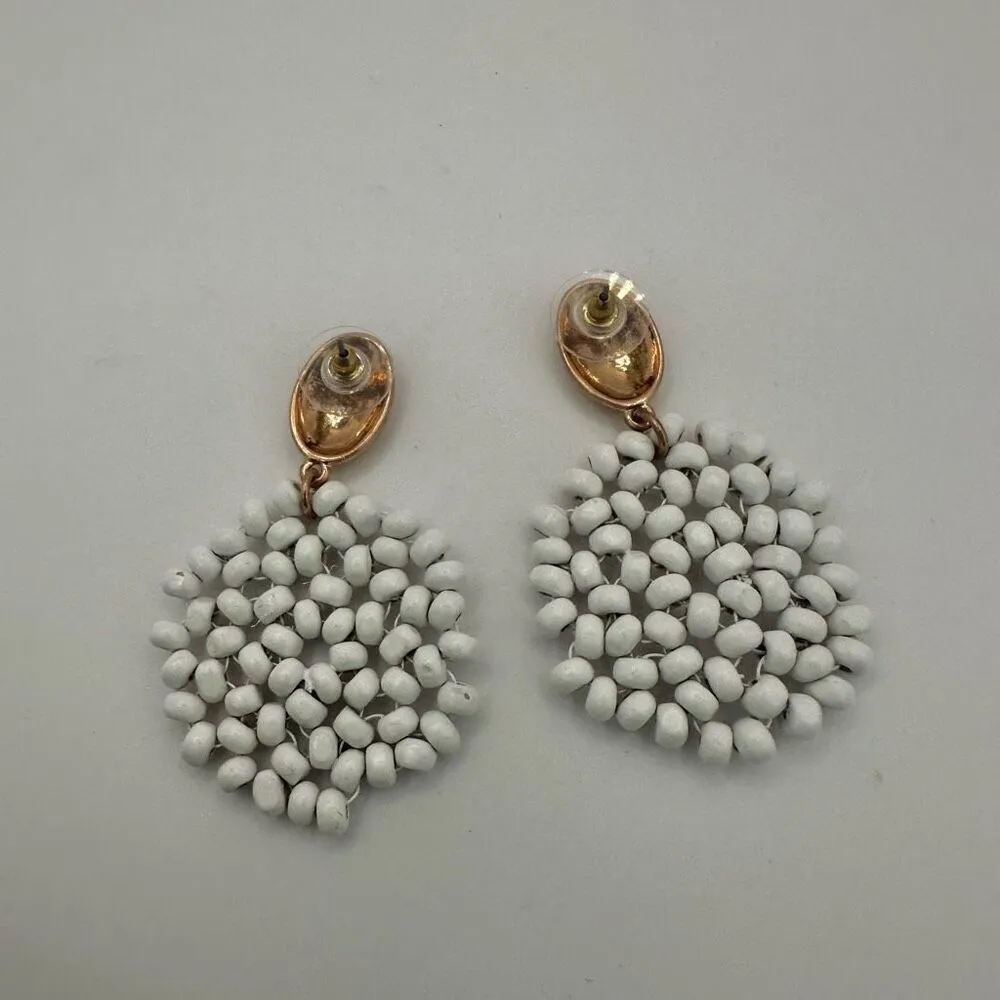 J Bloom white and gold beaded circle earrings - Image 4