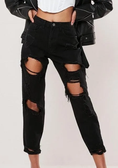 Missguided Ripped Mom Jeans - Image 2