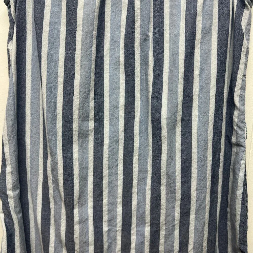 Toad & Co Organic Cotton Striped Button Front Sleeveless Shirt Dress Women's XS Blue - Image 9