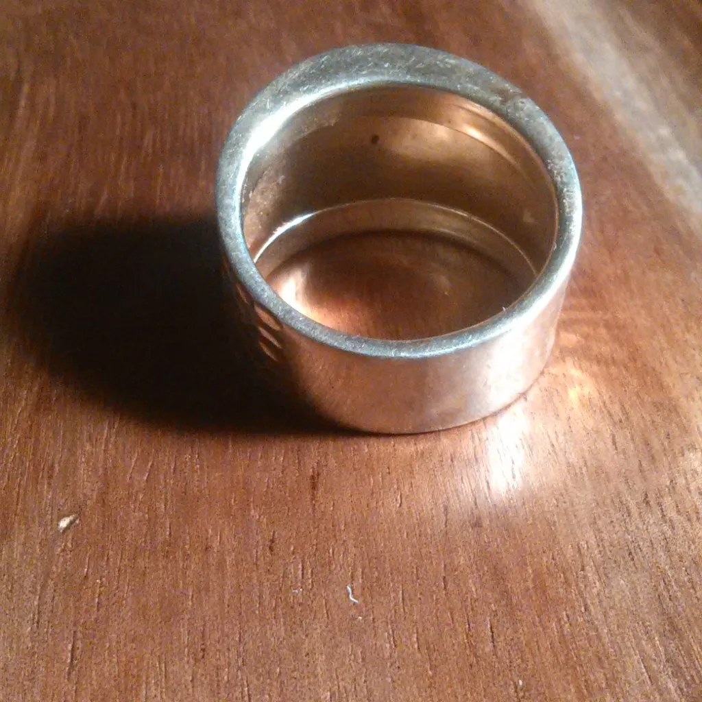 Gold Plate Over Sterling Silver Hammered Texture Ring (Size 10) - Image 6