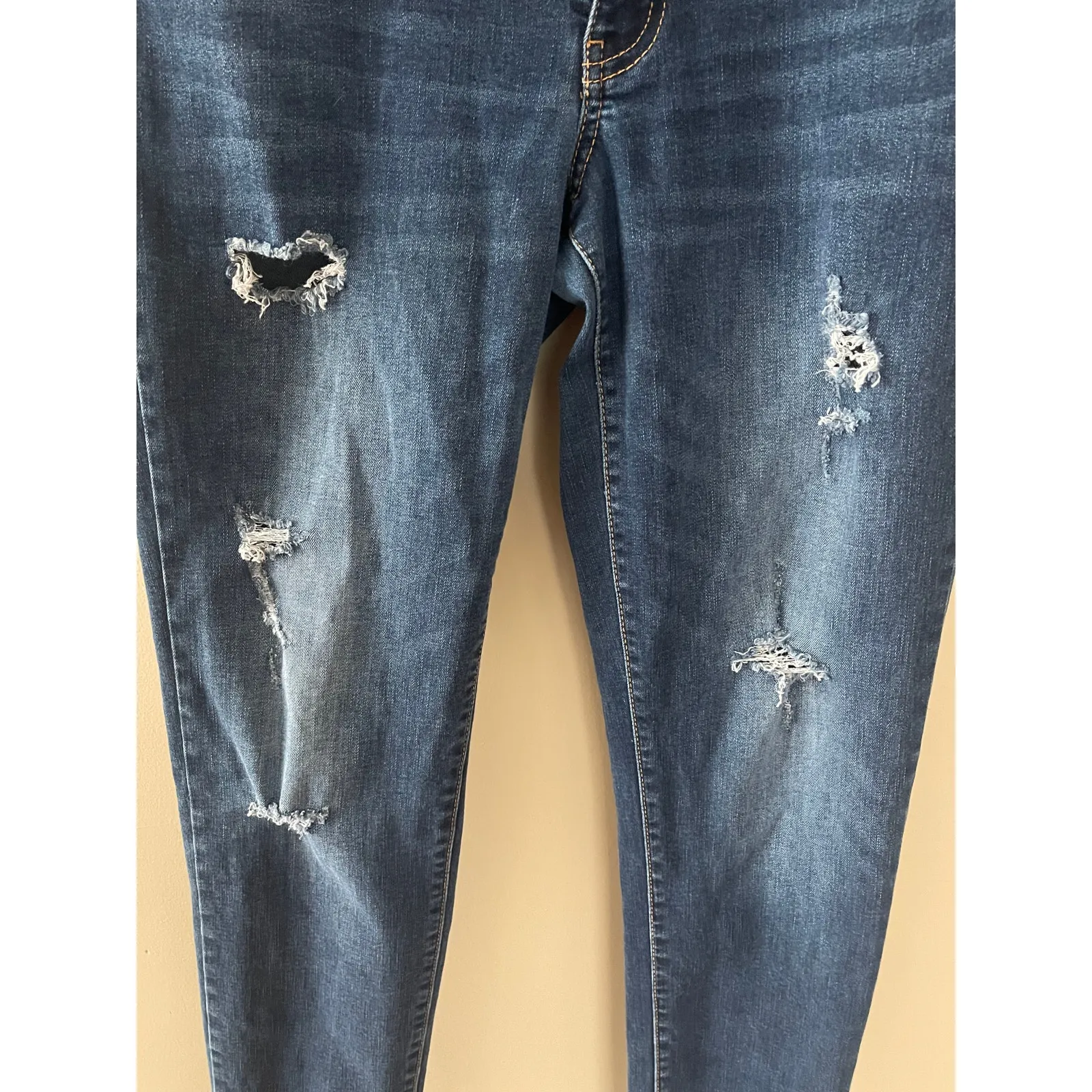 American Eagle Dark Wash Ripped Denim Skinny Jeans Jegging 12 - Image 3
