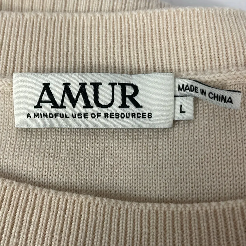AMUR Cream Forrest Wool Sweater Size L - Image 6