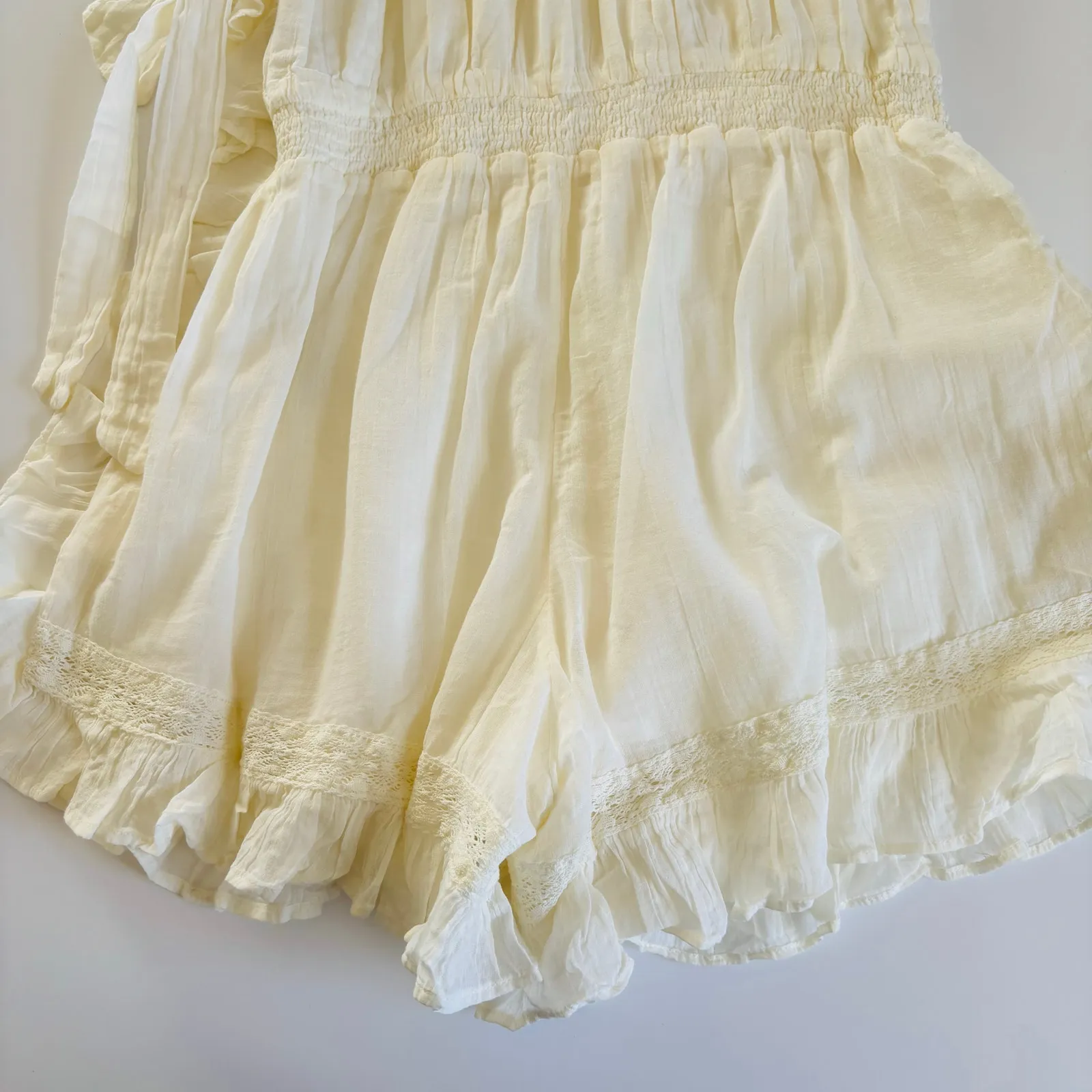 Free People Feelin' Fancy Strapless Cotton
Romper Ivory Women’s Large NWT Boho - Image 9