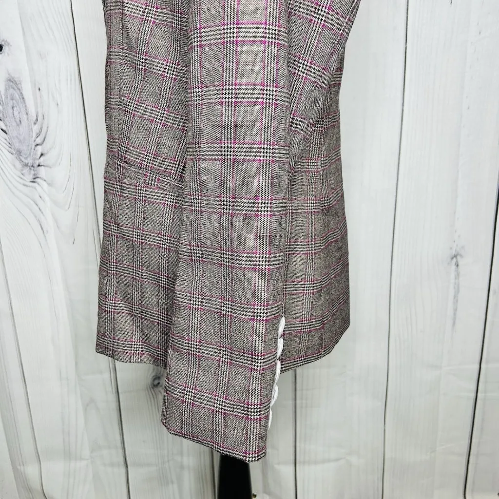 NWT Boston Proper Glen Plaid Single Button Lined Business Blazer Sz 12 Gray Pink - Image 7