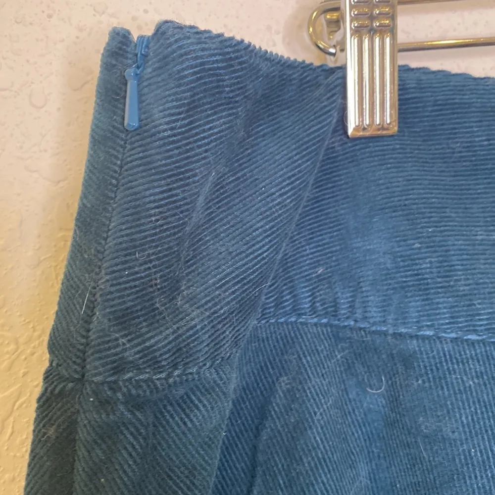 Talbots Petites Teal Corduroy A-Line Floral Beaded Midi Skirt EUC Sz 14P - Image 3