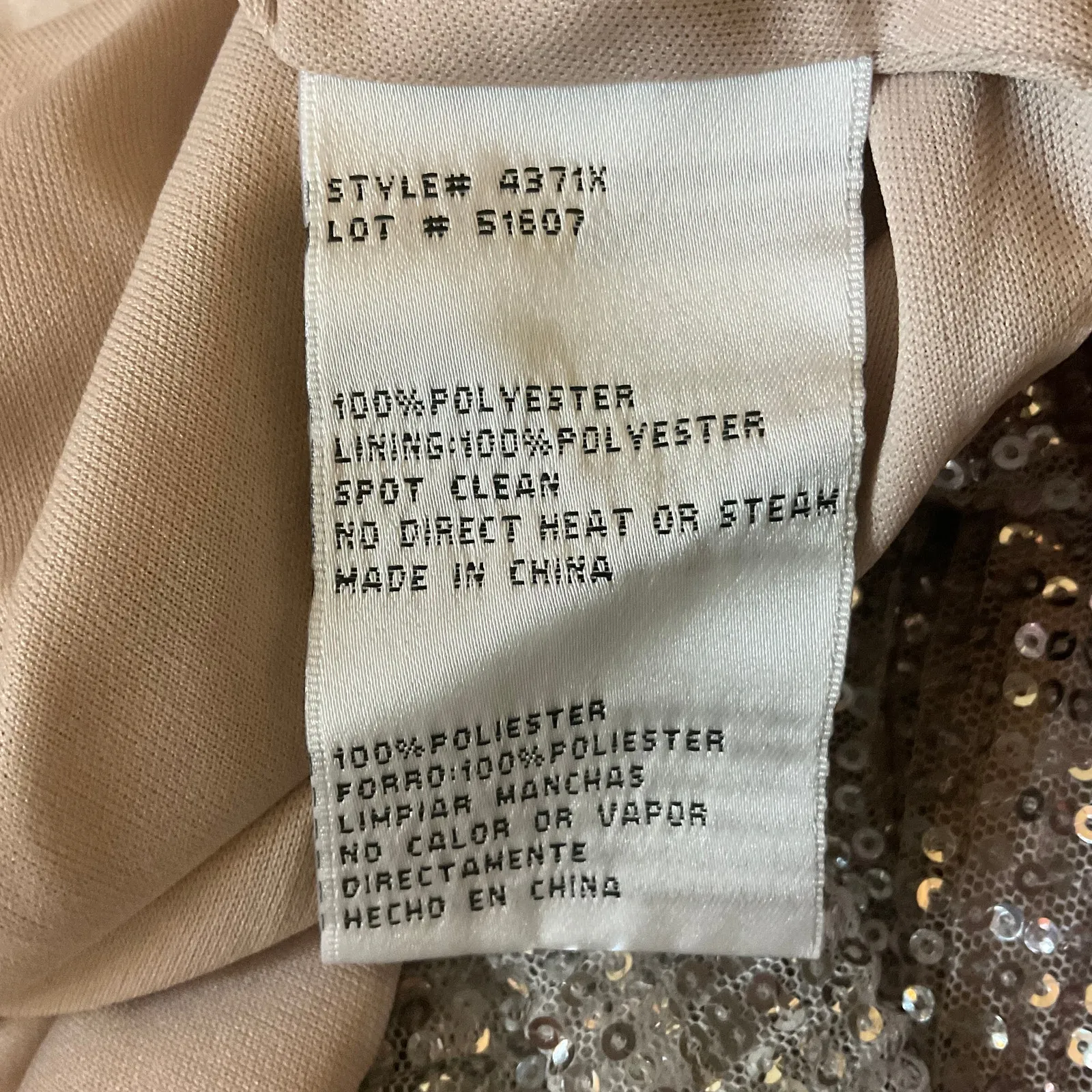 Rose Gold Sequin Off the Shoulder Evening Gown Size 4 Long Formal Dress by AQUA - Image 8