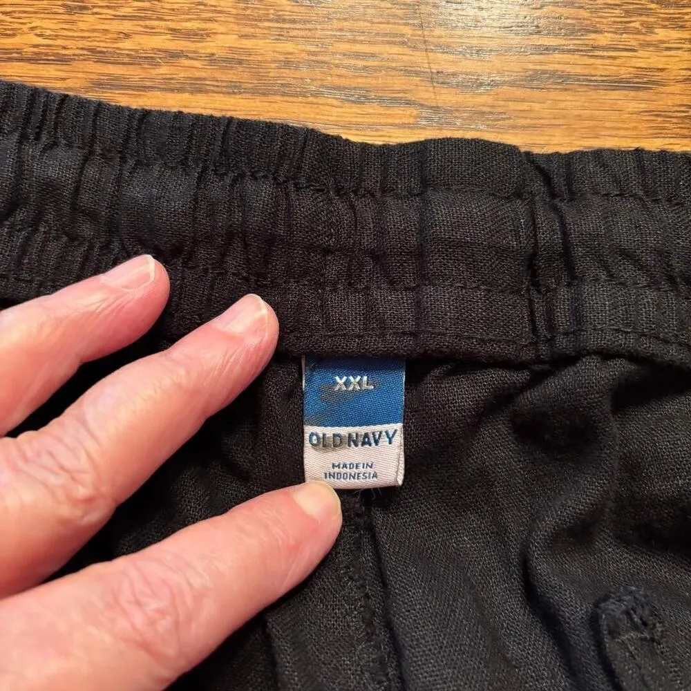 Old Navy Womens High Rise Wide Leg Pants Sz XXL Black Linen Blend Comfort NWT - Image 3