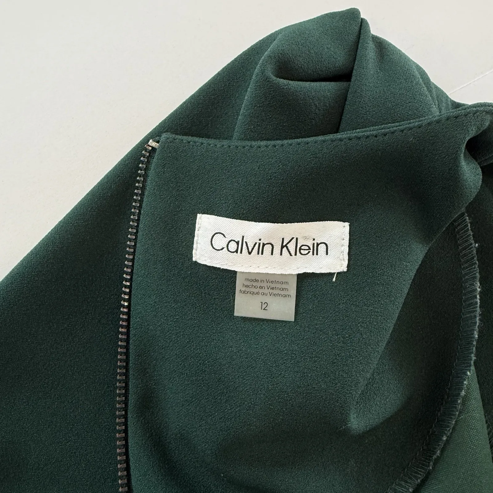 Calvin Klein Green Puff Sleeve Belt Stretch Wide Leg‎ Crop Jumpsuit 12 Pockets - Image 11
