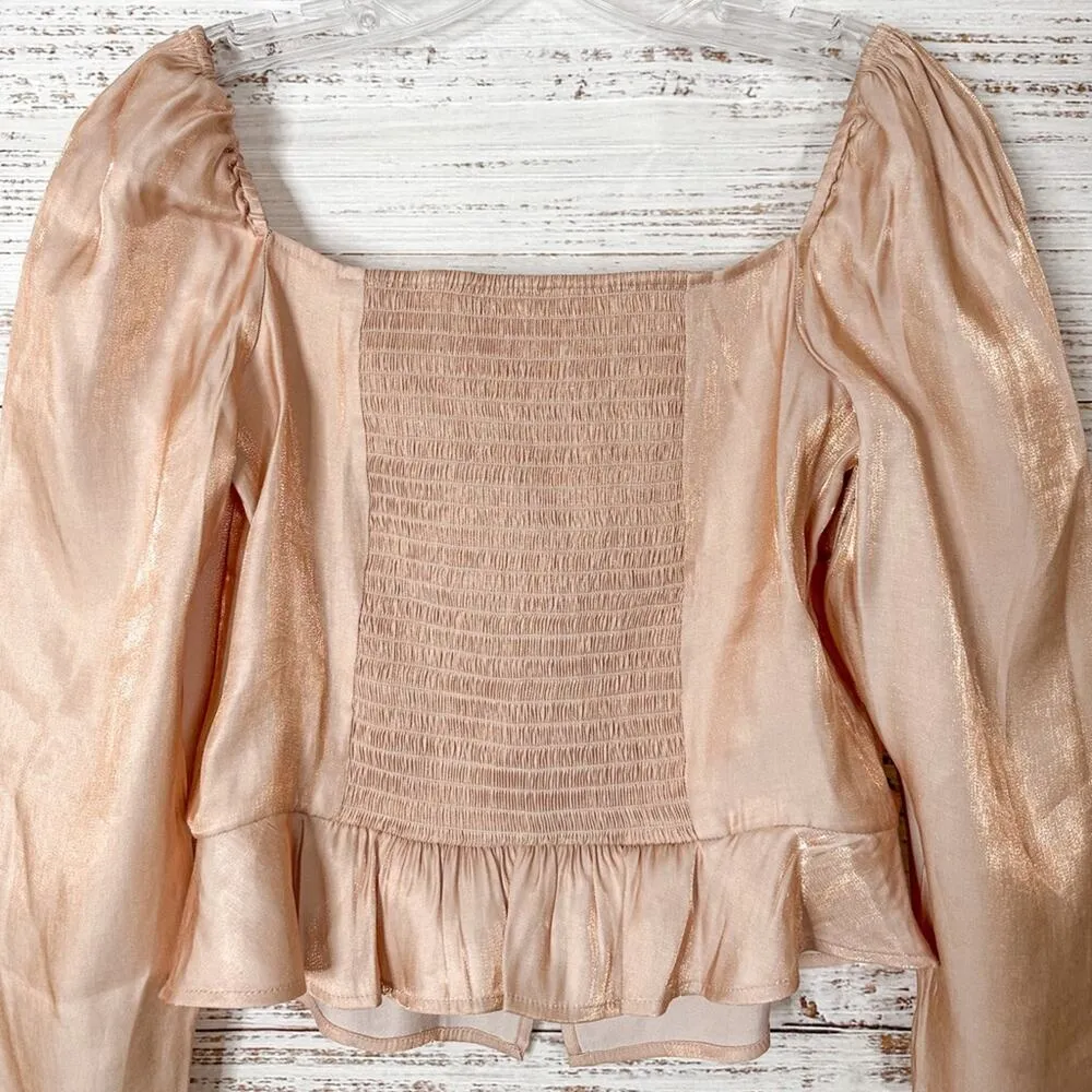 NEW Good American Rose Gold Metallic Too Tempted Corset Top, Size Medium - Image 15