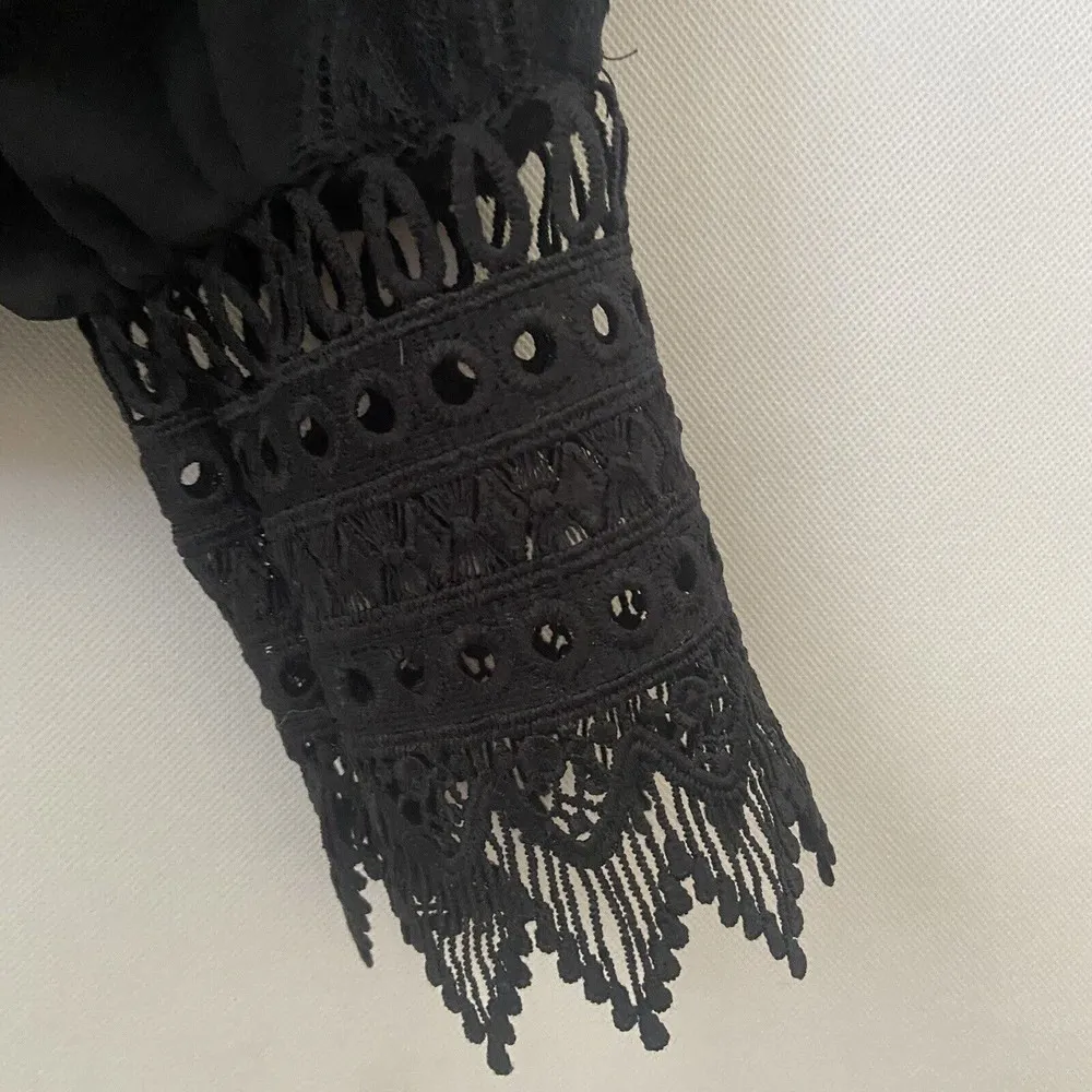 Nikka K Sweater Medium Womens Black Academia Sheer Lace Sleeves Career Holiday - Image 6