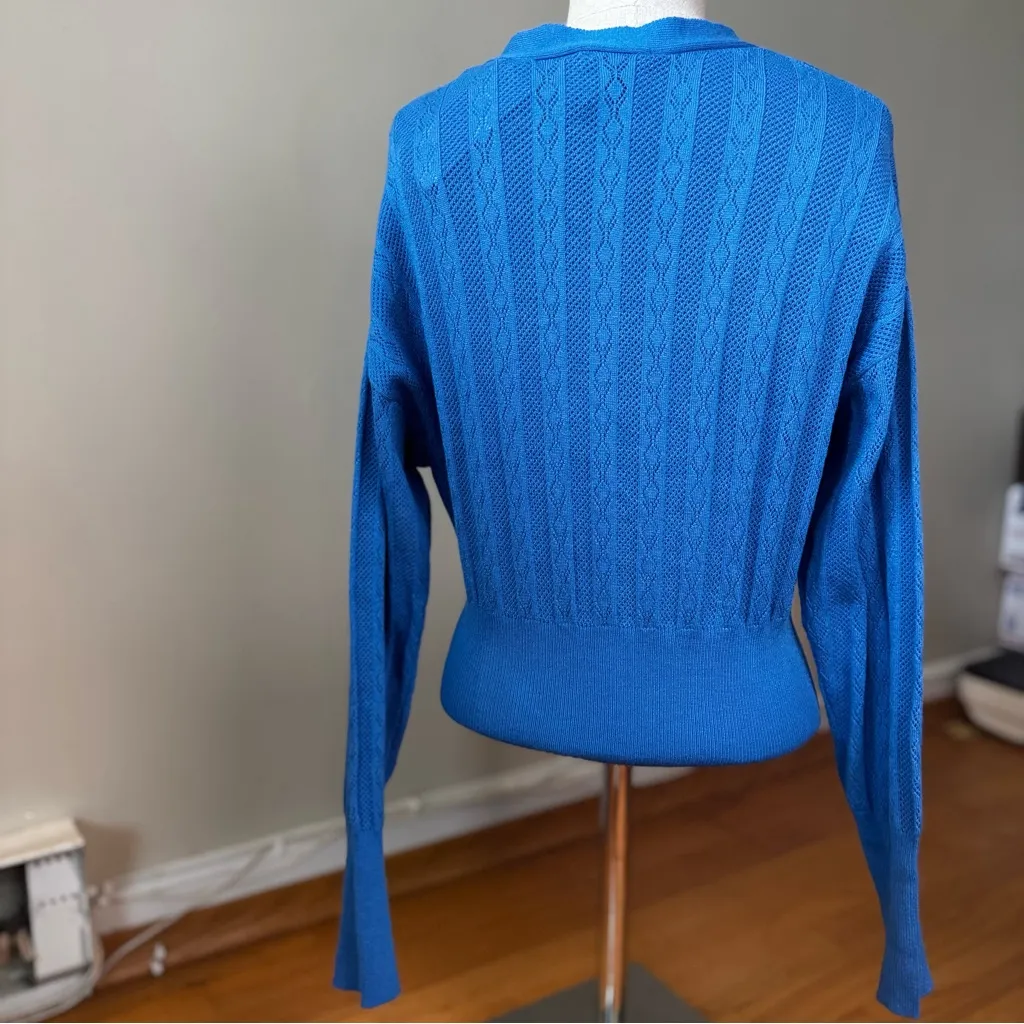 Pink Rose Vibrant Blue V-Neck Knit Sweater S NWT Wrap Glam Chic Trendy Feminine - Image 2