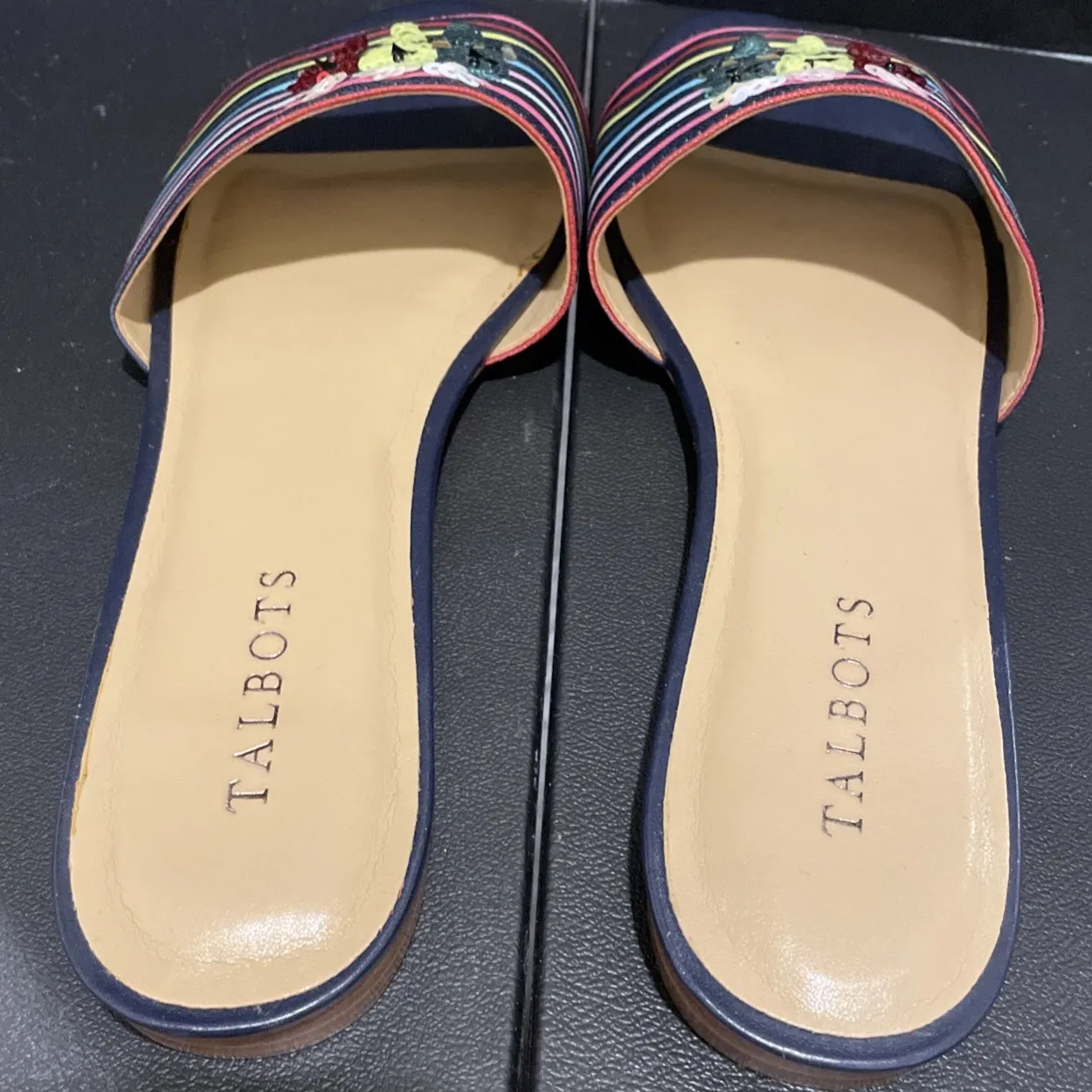 Talbots Womens Size 10 M‎ Keri Novelty Slide Sandals Sequin Parrots Slip Ons - Image 6