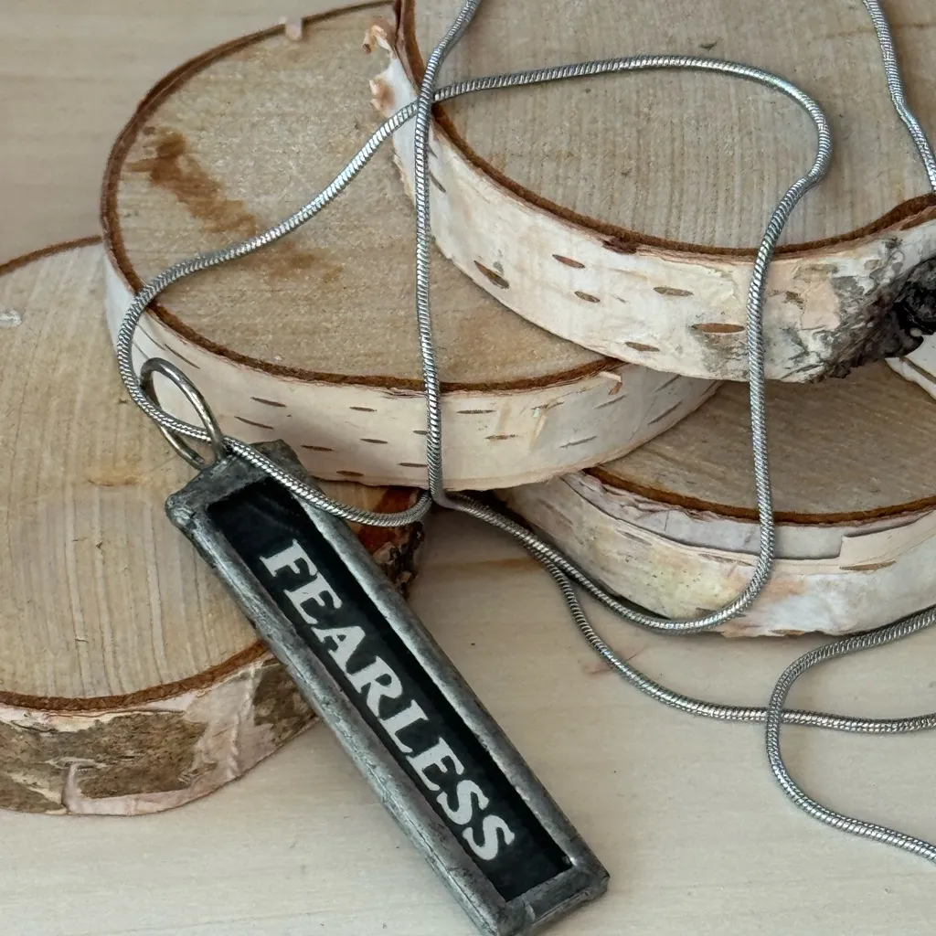 Fearless Pendant Necklace Handcrafted on a  20” stainless steel chain - Image 3