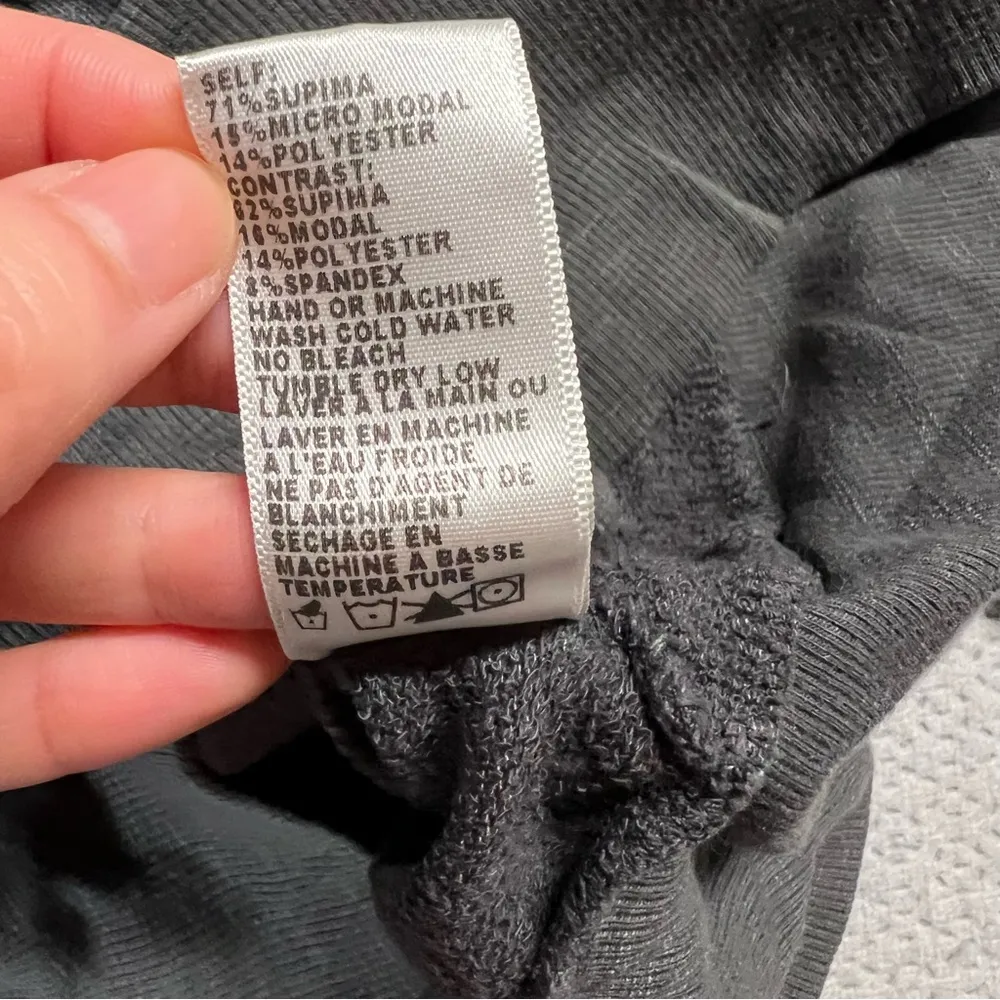 James Perse Women’s Charcoal Gray Supima Cotton & Modal Full Zip Hoodie Small - Image 5