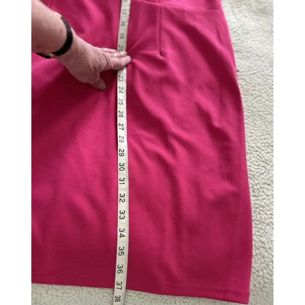 Donna Morgan Sleeveless V-Neck Wrap Crepe Sheath Dress Magenta Size 16 - Image 11