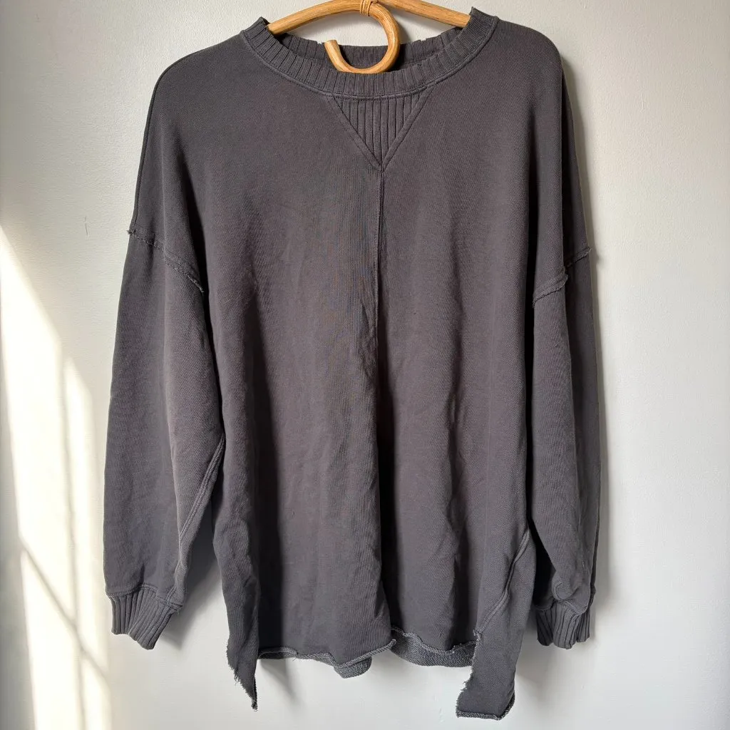 Aerie Gray Oversized Crewneck Women's XS - Image 2